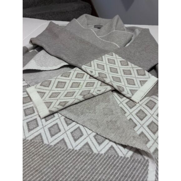 Evolution By Cyrus Sz L Grey Diamond Duster Waterfall Drape Cardigan Colorblock - Picture 9 of 9